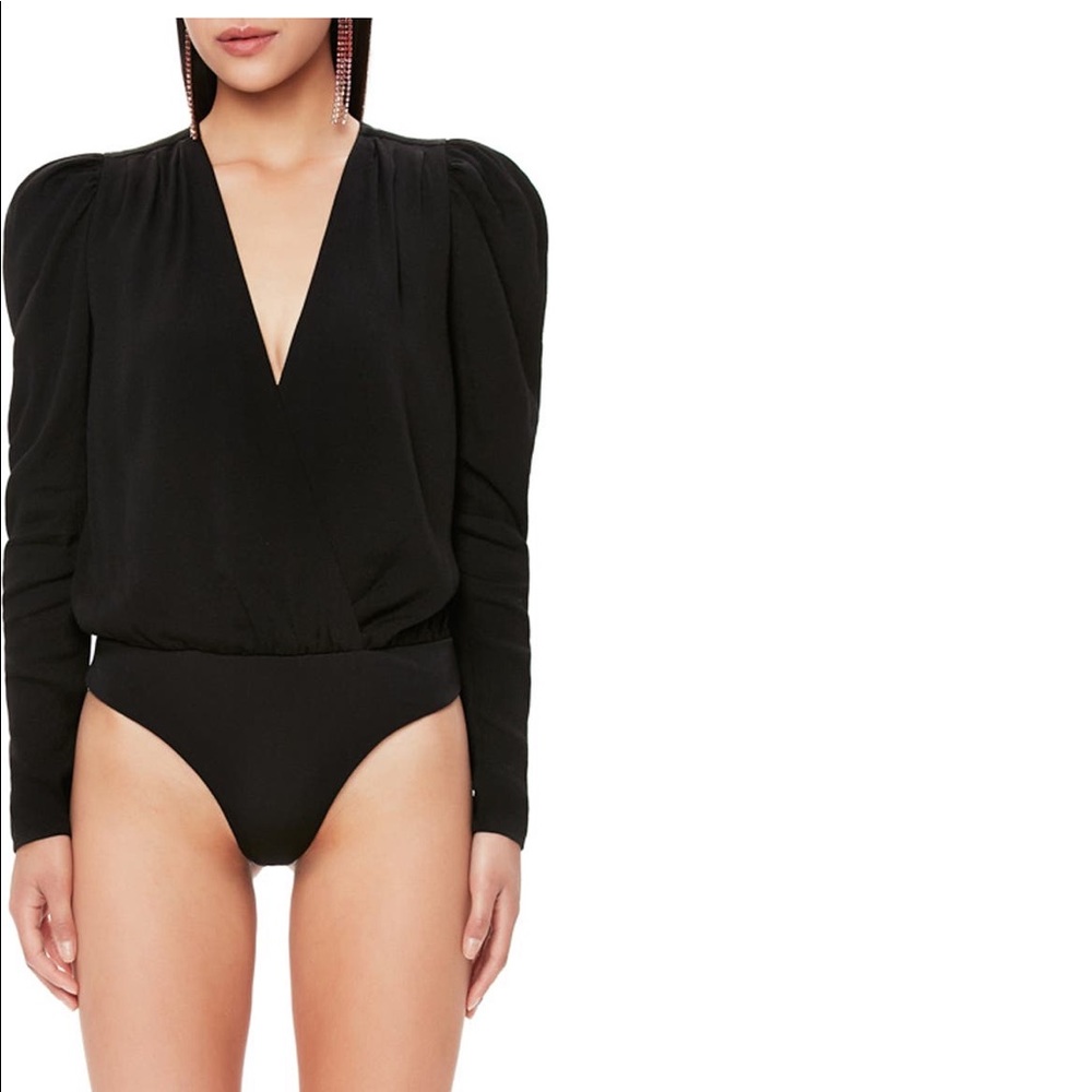 Black deep V bodysuit
